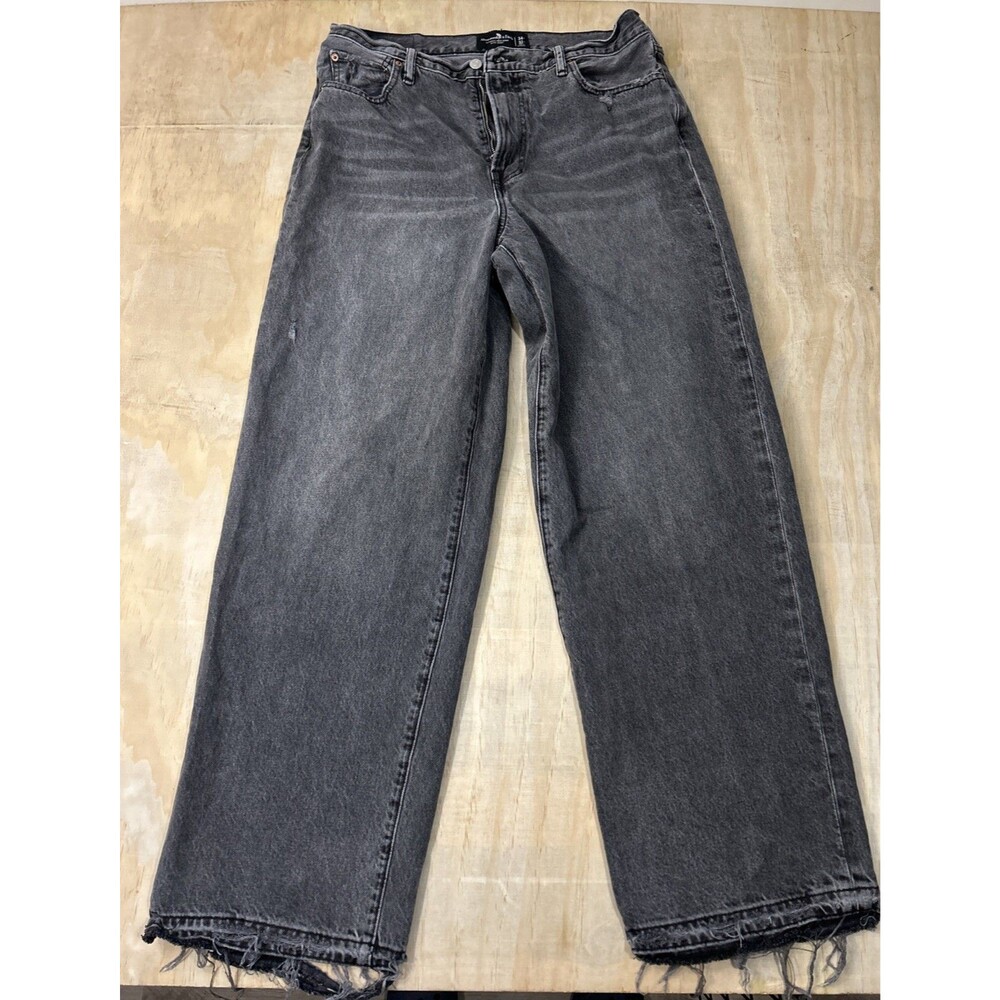 Abercrombie & Fitch Men's Gray Ultra Baggy Denim Jeans Distressed 5-Pocket 34x32